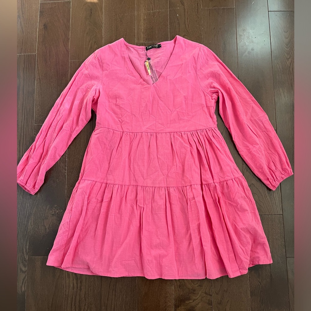 NWT Hot Pink V-Neck Dress